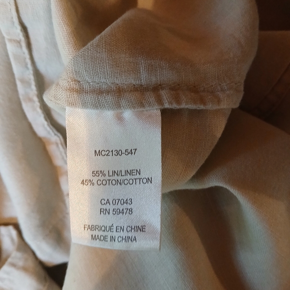 Saint Troez West Buff Linen Cotton Button Down Shirt Size Medium - Picture 6 of 7